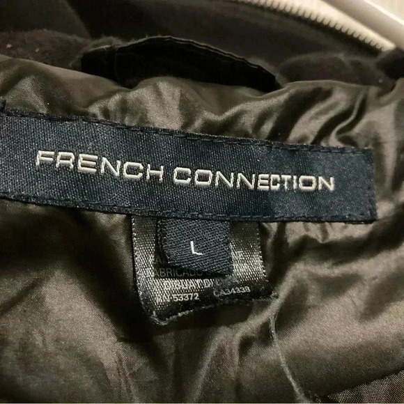 French Connectin Men’s Coat attached Hooded Zip in bibby shell black Sz. Large - Picture 8 of 8